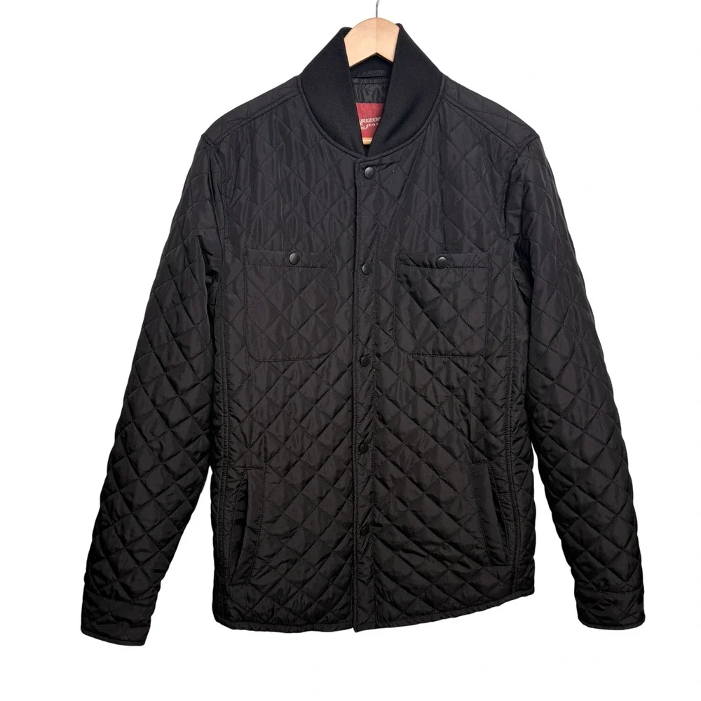 Arizona Jean Mens Bomber Jacket M Quilted Black Snap Outdoor Rugged Fall Layer